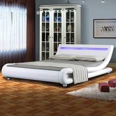 Brooklyn Brooklyn Italian Designer King Size White Faux Leather LED Bed Frame