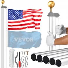 Piezas de mástil de bandera VEVOR 20FT Detachable Flagpole Kit - American Silver