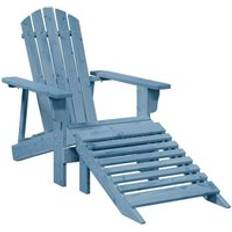 White Garden Chairs vidaXL Adirondack Chair with Ottoman Blue Solid Wood Fir