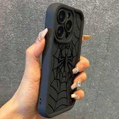 Mobile Phone Accessories Shein Boyfriend Gifts Brighten Up Your IPhone With A Spider Web Pattern Simple Thickened AntiFall Phone Case Compatible With Iphone