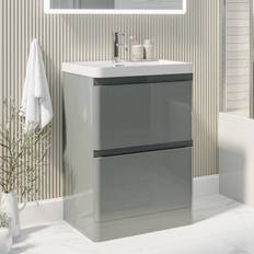 Vanity Units Pendle 600mm Light Grey Freestanding Vanity Unit With Basin