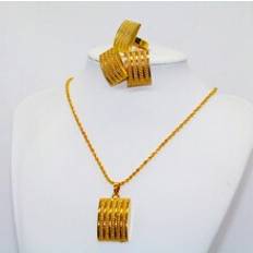 Shein 3pcs/set Gold-color Eritrean Habesha Necklace, Earrings And Ring Jewelry Set