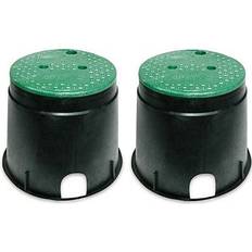 Plastic Irrigation Parts NDS 111bc Round Valve Box with Overlapping Cover Black/Green