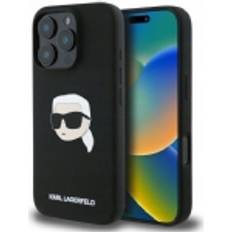 Karl Lagerfeld CG Mobile KLHMP16LSKHPPLK för iPhone 16 Pro 6,3 tum svart hårt silikon Head Print