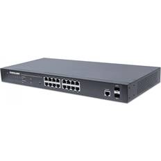 Intellinet 16-Port Gigabit Ethernet Switch With 2 SFP Ports And PoE+ Support