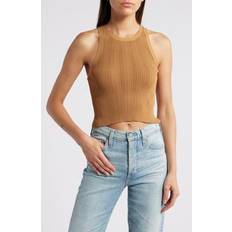 Donna - Rayon Canottiere Good American Plisse Sweat Knit High Neck Tank - Canyon