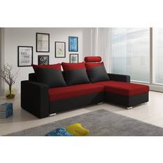 Black Sofas Mit Schlaffunktion Schwarz/Rot Ottomane Rechts Sofa