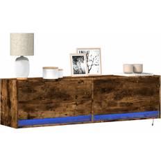 140 cm TV-borde vidaXL Væghængt Med LED-lys 140x31x38 cm Røget Egetræsfarve TV-bord