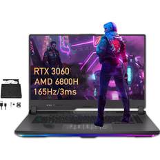 Laptops ASUS ROG Strix G15 Gaming Laptop 15.6” WQHD 165Hz 3ms Display AMD Ryzen 7 6800H 64GB DDR5 RAM 4TB PCIe SSD RGB KB GeForce RTX 3060 VR-Ready Wi-Fi 6E Win 11 Pro Gray Hotface DVD-RW USB Hub