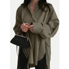 Shein Women's Solid Color Drop Shoulder Long Sleeve Casual Loose Blouse, Spring/Summer
