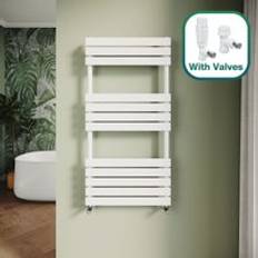 Elegant Modern Central Heating Towel 1200 x 600 mm + Thermostatic Radiator Valves White