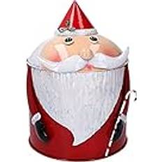 Metal Decoraciones Santa Claus Caja De Metal Redonda Roja ø43h29 Decoración