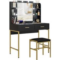 Legno Toelette With Lighted Mirror And Stool Dressing Table