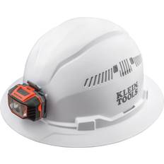 Klein Tools 60407 Vented Full Brim Hard Hat with Cordless Headlamp White