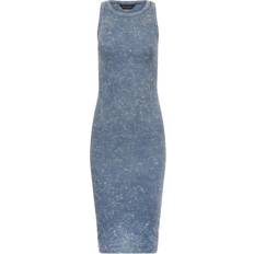 PixieGirl Racer Neck Midi Dress - Blue Acid Wash