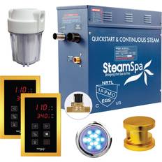 Saunas SteamSpa RYT900-A Royal 9 KW QuickStart Bath Generator Package with Built-in Auto Drain Gold Showers Shower Kits