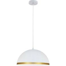 Dainolite Ofelia Dome Matte White with Gold Trim Pendant Lamp 16"