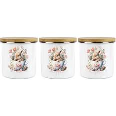 Enamel Kitchen Containers Purely Home Teacup Bunny Hot Drinks Kitchen Container 3pcs 1.2L