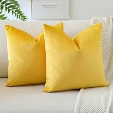 Shein Velvet Throw With Gradient Effect Square Case Pillow Case Yellow (40x40cm)
