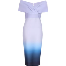 Quiz Bardot Ruched Midi Dress - Blue Ombre