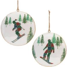 Melrose International Metal Snowboard Forest Disc Set Of 6 - Multi Christmas Tree Ornament 2.4" 2pcs