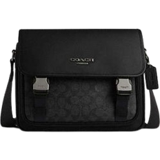 Buckle Handbags Coach Racer Messenger In Signature Canvas - Gunmetal/Charcoal/Black