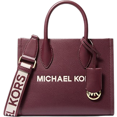 Red Handbags Michael Kors Mirella Small Pebbled Leather Crossbody Bag - Oxblood