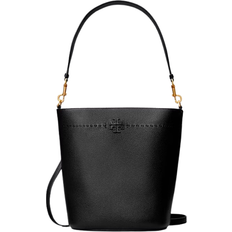 Black - Leather Bucket Bags Tory Burch Mcgraw Bucket Bag - Black