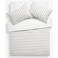 John Lewis Chunky Washed Cotton Seersucker Grey Pillow Case White, Grey (75x50cm)