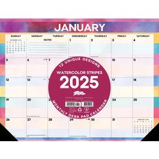 Willow Creek Press Watercolor Stripes 2025 Large Monthly Desk Pad