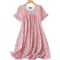 Shein Lune Plus Size Ditsy Floral Print Round Neck Dress