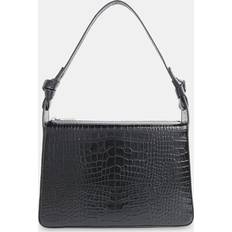 Whistles Erica Croc Texture Leather Shoulder Bag, Black