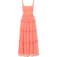 Adrianna Papell Knit And Mesh Midi Dress - Coral Coast