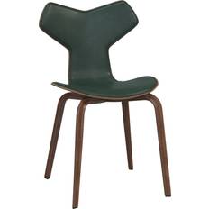 Fritz Hansen 4130FRU Grand Prix Front Upholstered Chair Walnut Veneer & Pure Forest Green Leather Stol