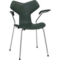 Fritz Hansen Fåtöljer Fritz Hansen 3230FU Grand Prix Pure Forest Green Leather Chrome No Felt Fåtölj