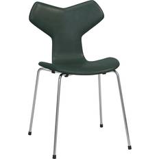 Fritz Hansen 3130FU Grand Prix Fully Upholstered Chair Pure Forest Green Leather Chrome No Felt Stol