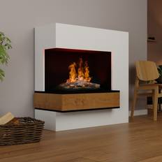 Elektrokamin 'Planck' Wasserdampf Kamin mit OMC 600 inkl. Holz in weiß Linksoffen HxBxT: 109x110x53cm