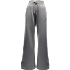 Grey - Women Trousers Nike Sportswear Phoenix Fleece Women's High Waisted Wide Leg Tracksuit Bottoms - Light Army/Sail