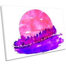 Rosalind Wheeler Purple Forest Pink Sunset CANVAS PRINT Wall 50.8cm H x 76.2cm W x 2cm D Framed Art