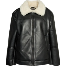 Gina Tricot Shearling Jacket - Black/White