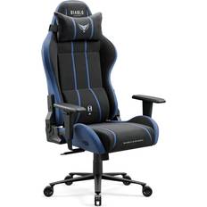 Diablo X-One 2.0 Gaming Stuhl Stoffbezug Bürostuhl Schreibtischstuhl Wippfunktion Lendenkissen Kopfstütze Belastbar bis 150 kg Night-Blue Normal L