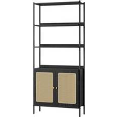 Vasagle Book Shelves Vasagle 6-tier With Rattan-like Doors Book Shelf