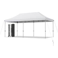 Costway 3 x 6 M Folding Tent Canopy Adjustable Height Shelter with Wheel & Bag White