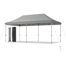 Costway 3 x 6 M Folding Tent Canopy Adjustable Height Shelter with Wheel & Bag Grey