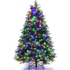 Costway Pre-Lit Snowy Hinged 5 ft w/ 250 Multi-Color Lights Christmas Tree