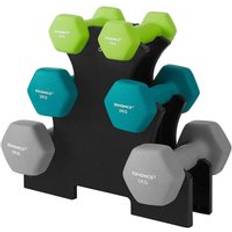 Songmics Hex Dumbbells Set With Stand Lime, Teal, And Light