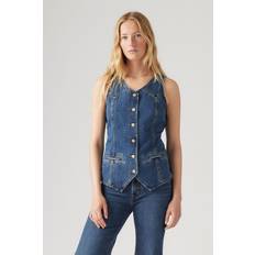 Bomull - Dam Västar Levi's Väst Longline Denim Vest Enchantmen Blå