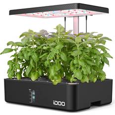 Idoo Hydroponics Growing System 12 Pods with LED Grow Light Automatic Timer Adjustable Height Up to 11.3" For Home