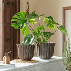 Pots, Plants & Cultivation Ivyline Kew Fluted Tulip Plant Pot Mocha