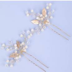Hair Pins on sale Shein Faux Pearl Leaf Decor Elegant Bridal Hair Pin 2 pcs